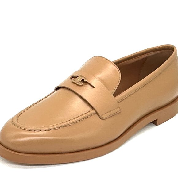CHANEL 24P Calfskin Leather CC Logo Penny Loafers Moccasins Flat Shoes - Picture 1 of 16